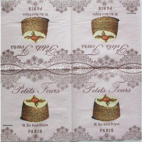 Pladao Napkin ภาพเค้ก วินเทจ Petits Fours เค้กแนวฝรังเศส กระดาษ แนพกิ้น สำหรับงานศิลปะ เดคูพาจ decoupage ขนาด M 25x25