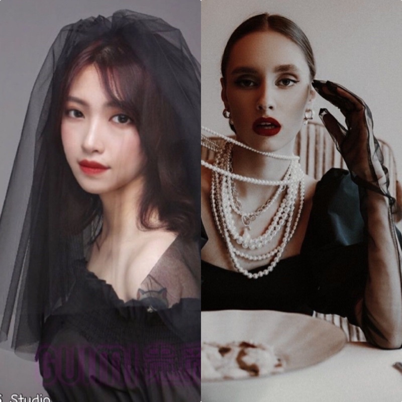 veilดำและถุงมือสีดำสวยสุดคลาสสิคพร้อมส่งจากไทย🇹🇭