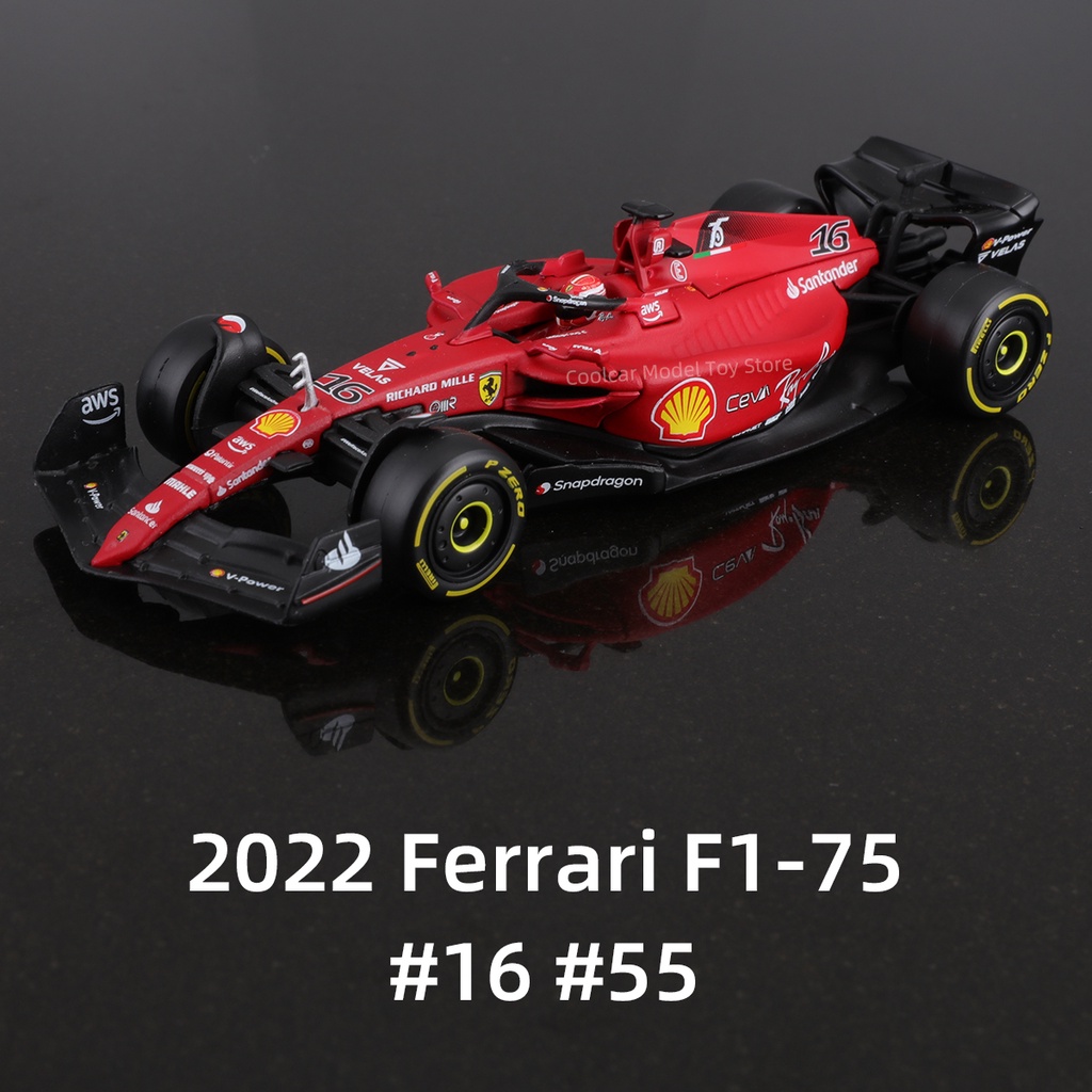 Bburago 1:43 2022 F1-75 Sf21 #16 Rb18 Redbull F1 สูตรรถ Die Cast ยานพาหนะสะสมของเล่นแข่งรถกล่องอะคริ