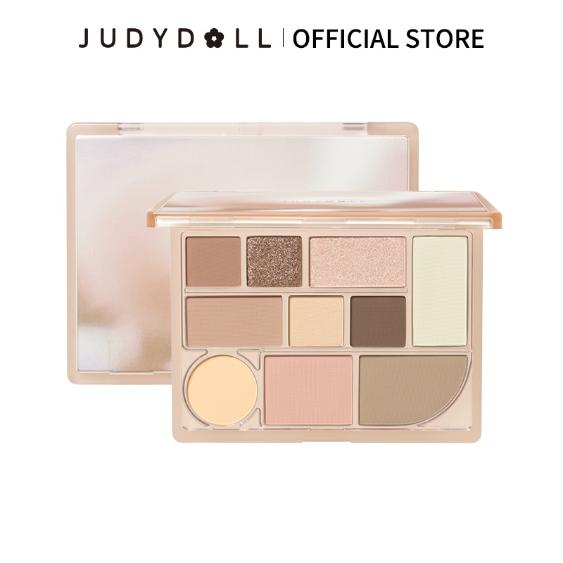 Judydoll สิบสีแต่งหน้าที่ครอบคลุม อายแชโดว์ Makeup Palette เน้นสีเอิร์ธโทน บลัชออน ไฮไลท์ คอนทัวร์