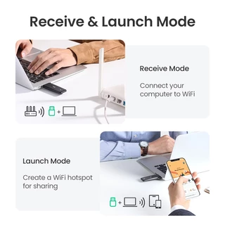 Ugreen อะแดปเตอร์เครือข่าย WiFi ไร้สาย 1300Mbps ปลั๊ก USB 2.4G และ 5G สําหรับคอมพิวเตอร์ PC