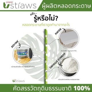 [ราคาลัง] หลอดกระดาษ 8mm ยาว 19.7cm ราคาส่ง1000ชิ้น สีพื้น สำหรับน้ำปั่น สมูทตี้ ย่อยสลายได้ 100% เป็นมิตรต่อสิ่งแวดล้อม