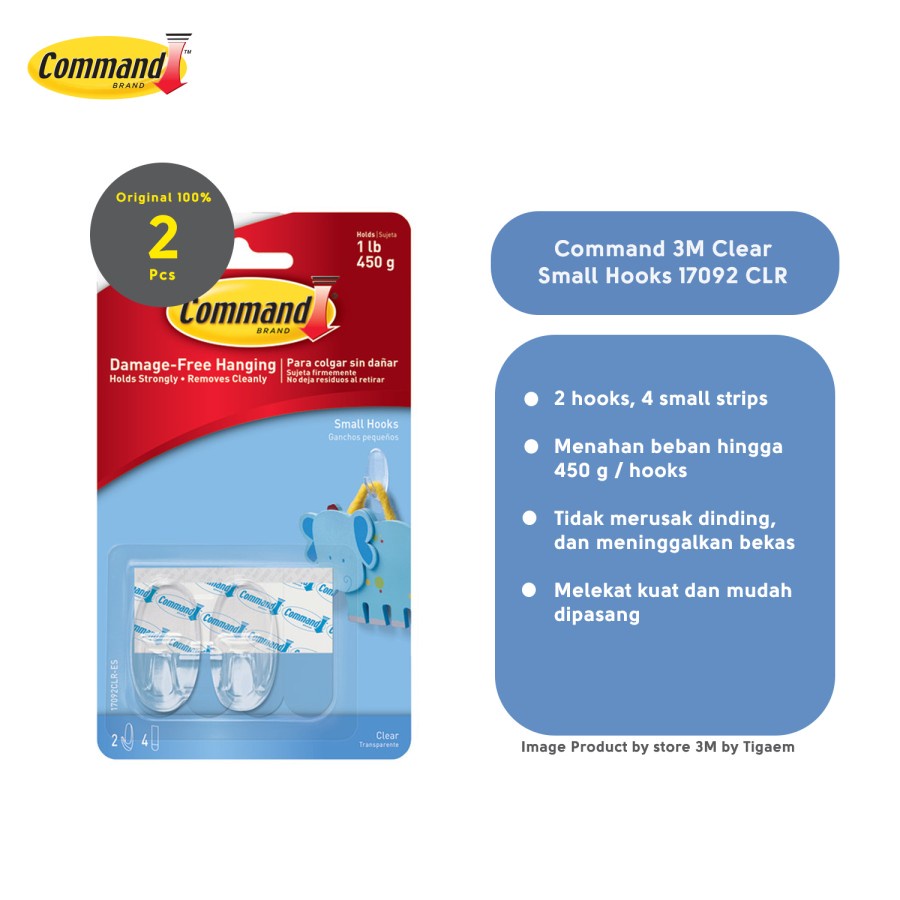 GANTUNANG TRANSPARKENT UTILITY ตะขอใสขนาดเล็ก 3M COMMAND 17092