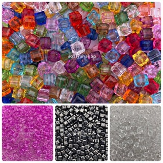 ลูกปัดญี่ปุ่น ลูกปัดลูกเต๋า ลูกปัดสีใส (ถุง 10 กรัม~50 ชิ้น)