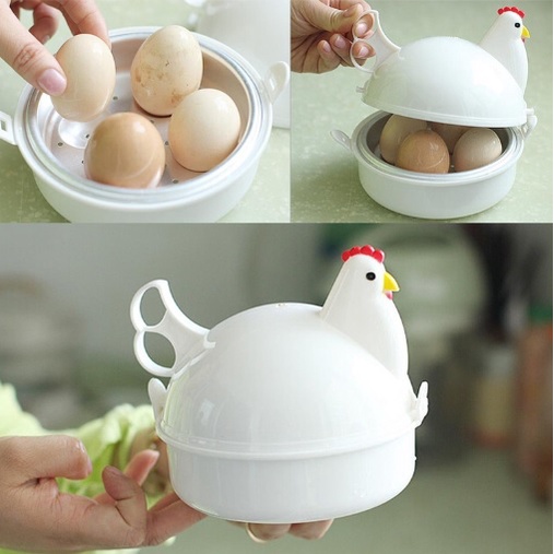 เครื่องทำไข่ต้ม ไข่ลวก ออนเซ็น หม้อต้มไข่ในไมโครเวฟ รูปแม่ไก่ หม้อไอน้ำ