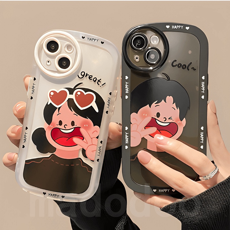Couples Casing OPPO Reno 10 8T 5z 6z 4f 5f 7z 8z 4z 2z 2f 7 8 pro 4 4G 5G Reno8T Reno7 Reno8 Reno7z Reno8z Reno4f Reno5f Reno6z Reno5z Reno4z Reno4 Reno2z Reno2f Cute Cartoon Great Girl Cool Boy Oval Fine Hole Tpu Airbag Shockproof Soft Phone Case DYJ 11