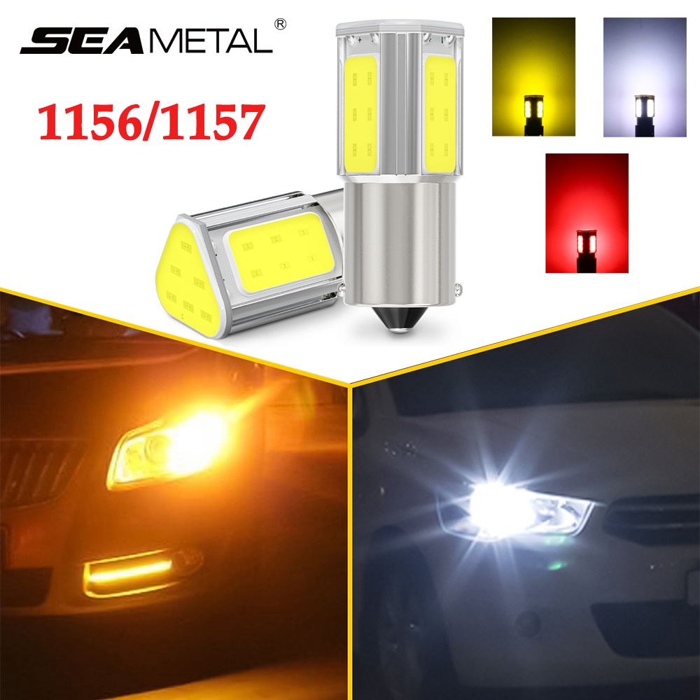 SEAMETAL 2Pcs LED รถเบรคหลอดไฟกันน้ำ 1156 1157 12V รถยนต์ไฟเลี้ยวหลอดไฟท้าย หลอดไฟเลี้ยว