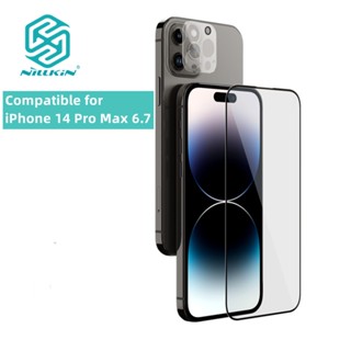 Nillkin ฟิล์มกระจกนิรภัยกันรอยหน้าจอ HD กันรอยเลนส์กล้อง 2-in-1 สําหรับ Apple iPhone 14 Pro Max 14 Plus 13 Pro Max 13 Pro 13 Mini 12 Pro Max 12Pro