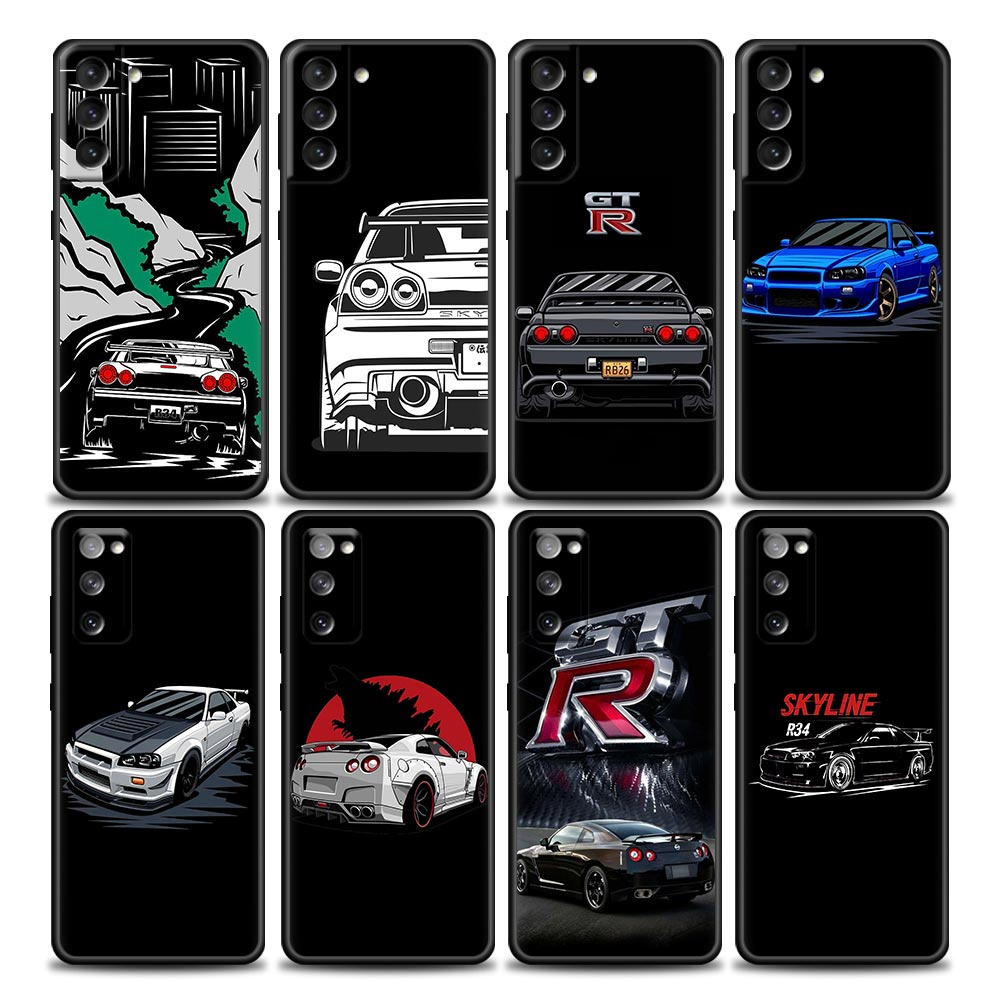 เคสโทรศัพท์มือถือนิ่ม ลายรถยนต์ Nissan Skyline R34 สีดํา สําหรับ Samsung Galaxy S22 S8 S9 S10 Lite S