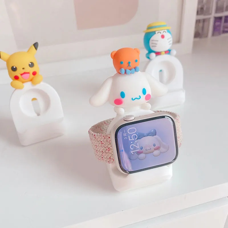Cinnamoroll Doraemon แท่นชาร์จซิลิโคน สําหรับ Apple Watch 8 Ultra Series 7 6 se 5 4 3 Hello Kitty Watch 40 มม. 44 มม. 41 มม. 45 มม.