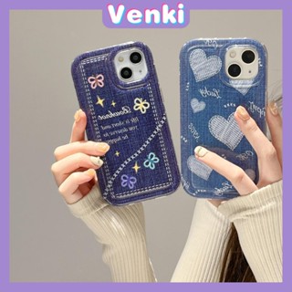 VENKI - Case For iPhone 14 Pro Max TPU Soft Jelly Airbag Case Creative Denim Case Camera Protection Shockproof For iPhone 14 13 12 11 Plus Pro Max 7 Plus X XR