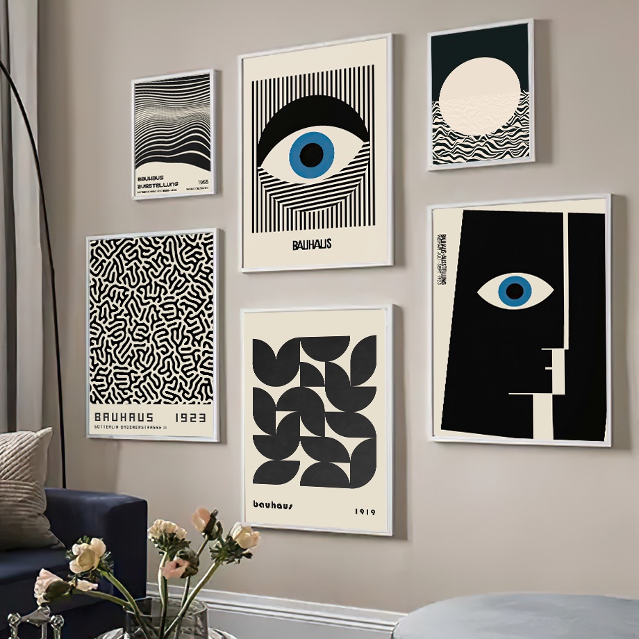 Bauhaus Line บทคัดย่อโปสเตอร์ Eye Leopard สีดํา Modern Nordic Wall Art ภาพวาดผ้าใบภาพสําหรับห้องนั่งเล่นตกแต่งบ้าน - รูปที่ 2