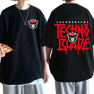 เสื้อผ้าผชเสื้อยืดแขนสั้น ผ้าฝ้ายแท้ 100% พิมพ์ลาย Kawaii Technoblade Merch น่ารัก สองด้าน แฟชั่น สําหรับผู้ชาย และผู้หญ