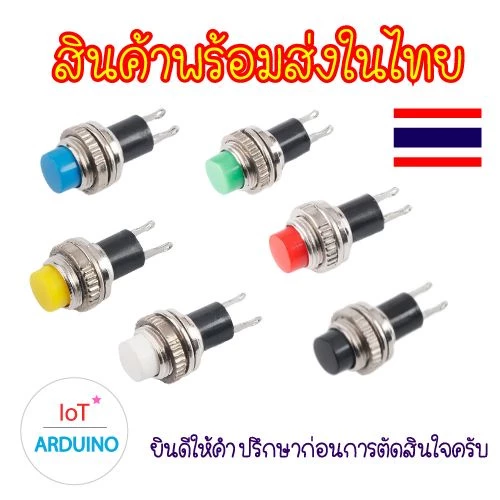 DS314 / DS316 ปุ่ม สวิทช์ Mini DS-314 DS316 กดติด-ปล่อยดับ 2 ขา ขนาด 10mm แถมฟรี น๊อตและแหวน ติดตั้ง สินค้าพร้อมส่ง!!!