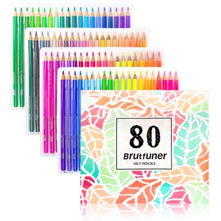 Brutfuner ดินสอสีน้ํามัน สีมาการอง 80 สี สีพาสเทล มืออาชีพ สีน้ํามัน สําหรับเด็ก ชุดวาดภาพ สีไม้พาสเทล สีไม้ ดินสอสีไม้ JO265