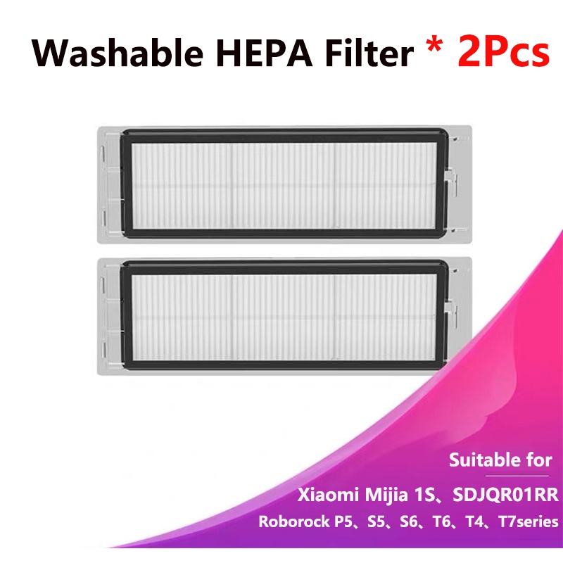 2Pcs Washable HEPA Filter Suitable for Xiaomi Mijia 1S /Roborock P5/S5/S6/T6/T4/T7 Robot Robotic HEP