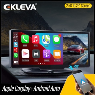 Ekleva กล้องบันทึกวิดีโอ DVR 4K GPS เลนส์คู่ 10.26 นิ้ว รองรับ Carplay สําหรับติดรถยนต์