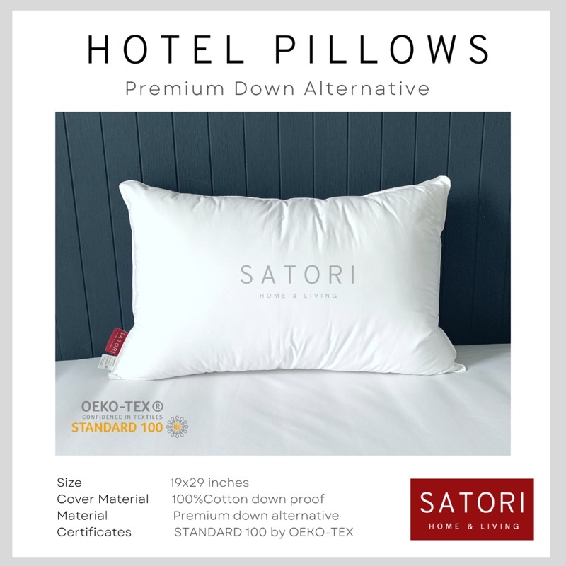 SATORI LUXURY HOTEL PILLOW หมอนโรงแรม หมอน กันไรฝุ่น ค่อยๆยวบ ฟู ใยนุ่ม ปรับตามสรีระการนอน