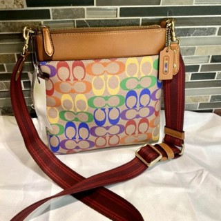 😊🥰NEW Coach  Kitt Tan Natural Rainbow Multicolor Cs Crossbody Handbag