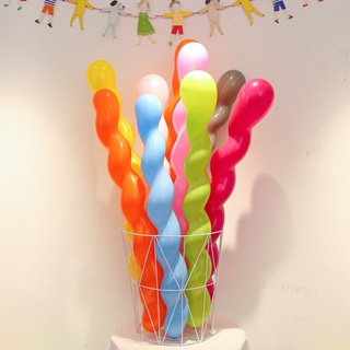 ลูกโป่งเกลียว 10ใบ/แพ็ค คละสี สินค้าพร้อมส่ง ร้านไทย