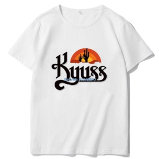 เสื้อผู้ชายเท่ Kyuss Rock Metal Sons Of Stoner ฮาร์ดกราฟิกเสื้อยืดผู้ชายเสื้อแขนสั้นเสื้อยืดท็อปส์ซูฮาราจูกุเสื้อยืดคอโอ