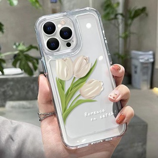 ทิวลิป เคสสำหรับไอโฟน 11/13/14 Plus เคสใส เคสมือถือสุดฮิตใน Case For iPhone XR 11 Pro Max 12 13 14 X XS 7 8Plus SE 7P 8P