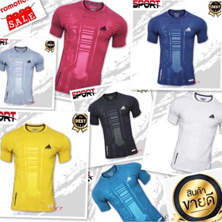 พร้อมจัดส่ง เสื้อกีฬาคอกลมแขนสั้นsport พิมพ์ลายสวย เสื้อออกกำลังกายผู้ชาย ผู้หญิง สวมใส่สบาย