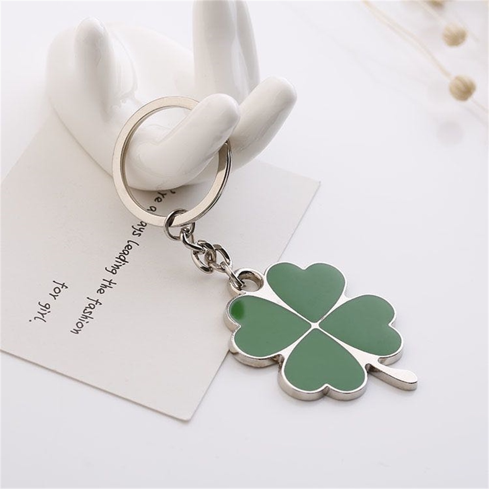 แฟชั ่ นสี ่ Leaf Clover Key Chain สีเขียวแหวนโลหะโชคดี Keychians กระเป ๋ าเครื ่ องประดับ Key อุปกรณ ์ เสริม ราคา ถูกที่สุด ดีลบีเคเค แกลเลอรีภาพที่ 7