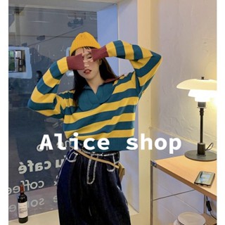 Alice  เสื้อครอปเสื้อยืดแขนยาวผู้หญิง เสื้อสเวตเตอร์ 2022 ใหม่ ฤดูใบไม้ร่วงและฤดูหนาว สไตล์เกาหลี พิเศษ Chic Trendy AS2210258 36Z230909