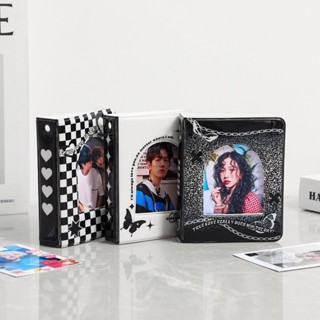 แฟ้มการ์ดโทนขาว-ดำ Checkerboard PU Album สุดเท่ ช่อง3นิ้ว เล่มเล็ก