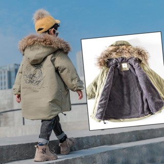 Boys Winter Coat New Childrens teenage boy Thick Down Jacket Childrens Clothing fur parkas Padded Jacket 4-14T