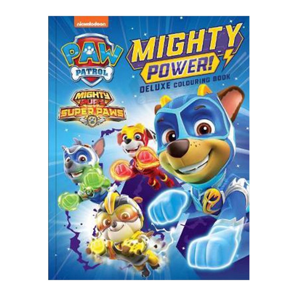 Paw Patrol Mighty Pups Deluxe Coouring Book สําหรับเด็กที่มีกิจกรรมและเขาวงกต 48 หน้า
