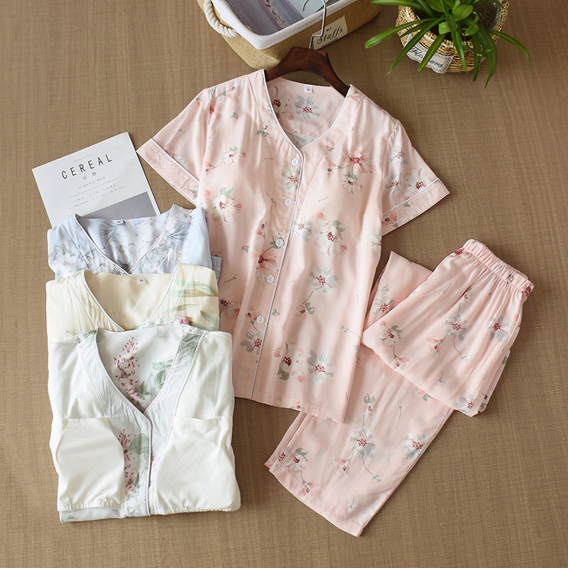 🌟พร้อมส่ง🌟ผ้าเยื่อไผ่ Bamboo Organic นิ่มนุ่มเป็นพิเศษ ชุดนอนขายาว ชุดนอนแขนสั้น ชุดนอนกันโป๊ มีฟองน้ำถอดออกได้ - รูปที่ 2