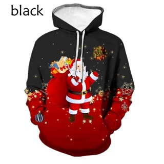 ขายดี เสื้อกันหนาว มีฮู้ดดี้ ทรงหลวม ลายคริสต์มาส 3d สําหรับผู้ชาย ผู้หญิง