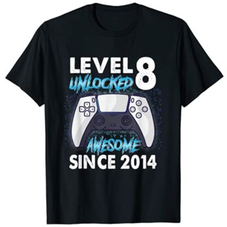 เสื้อสาวอวบ วันเกิดวันเกิดปีที่ 8 เด็กชายระดับ 8 ปลดล็อคน่ากลัว 2014 Gamer เสื้อยืด