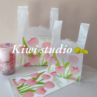 KiwiStudio (แพ็คละ 100 ชิ้น) ถุงพลาสติก ถุงขยะเล็ก กระเป๋าพลาสติกแบบทิวลิป SK0052