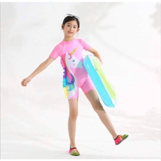 2N KIDS_พร้อมส่ง ชุดว่ายน้ำเด็ก Unicorn สีชมพูหวานแหว๋ว มีพร้อมหมวกว่ายน้ำ