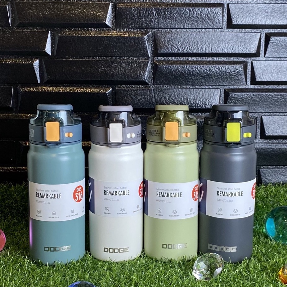 DODGEแท้(600 ml) กระบอกน้ำ กระติกน้ำเก็บอุณหภูมิ มีหลอด+สายสะพาย Vacuum Bottle SUS316