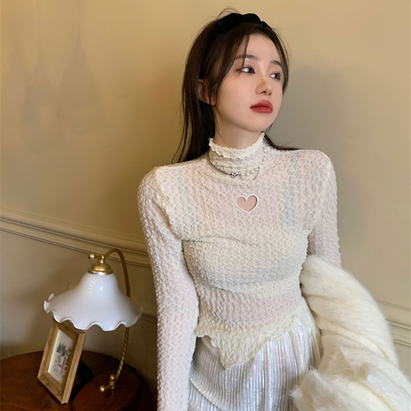เสื้อคอสูง ผ้าถัก เข้ารูป ขนาดเล็ก เข้ากับทุกการแต่งกาย สไตล์เรโทร สําหรับผู้หญิง