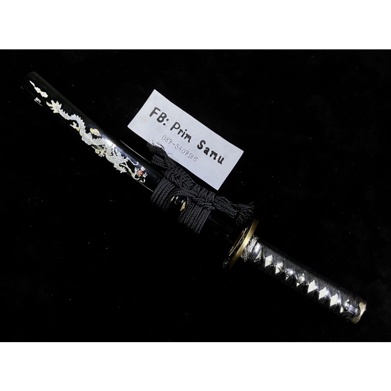 โคชิราเอะ ขนาดทันโตะ เหล็ก T10 แท้ ฝักสีดาเงา ลายมังกร