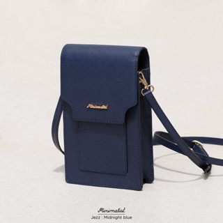 𝐌𝐈𝐍𝐈𝐌𝐀𝐋𝐈𝐒𝐓 กระเป๋าใส่โทรศัพท์ Jezz (สี midnight blue/หนังวัว) ใส่โทรศัพท์ได้ทุกรุ่น พร้อมช่องใส่บัตร 5 ช่อง