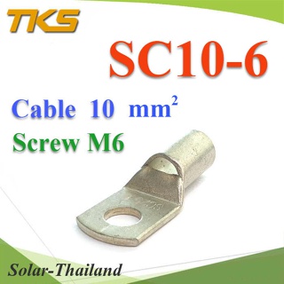 หางปลาทรงยุโรป 2 ชั้น ทองแดงชุบดีบุก สำหรับสายไฟ 10 Sq.mm. รูสกรู M6 รุ่น SC10-6