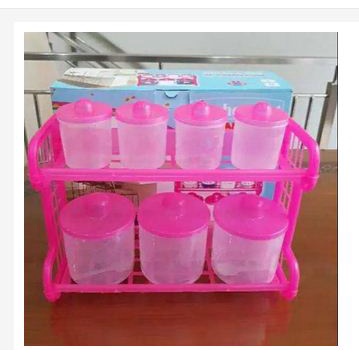 TRS424 - RAINBOW KITCHEN SET RAINBOW SPICE RACK - เกลือ RACK - 7 IN 1 KITCHEN SPICE RACK - SUGAR RAC