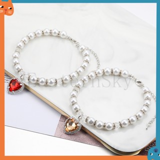 สัตว์เลี้ยงสร้อยคอมุกแมว พลอยเทียม รักปกคริสตัลจี้สร้อยคอลูก…