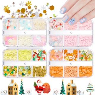 Christmas Nail Art Jewelry Sequins Glitter Powder Soft Pottery Snowflake Pearl Piece Makeup Nail Polish Glue Accessories