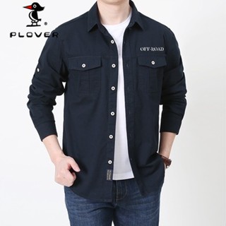 PLOVER เสื้อเชิ้ตแขนยาว ระบายอากาศได้ดี สวมใส่สบาย สไตล์ทหาร สําหรับผู้ชาย