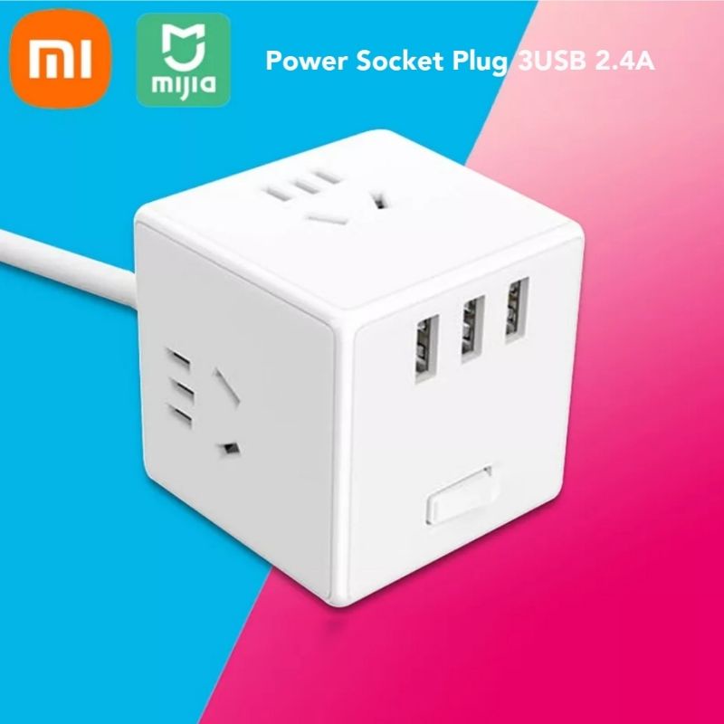 Xiaomi Mijia Original Rubik ปลั๊กปลั๊กไฟ 3USB 2.4A แบบมีสาย Vers - MJCXB3-02QM