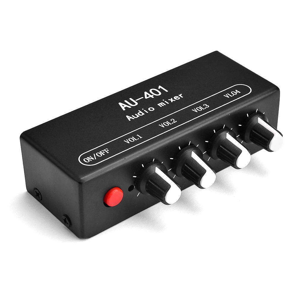 Pcbfun AU-401 DC 5V-12V เครื่องมิกเซอร์เสียงสเตอริโอ 4 อินพุต 1 เอาท์พุต บอร์ดควบคุมแยกส่วน เครื่องขยายเสียง ผสมหูฟัง DIY