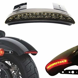 New Motorcycle Chopped Rear Fender Edge LED Brake License Plate Tail Light Stop Running Light Turn Signal Lamp for Sport