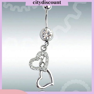 &lt;citydiscount&gt; แหวนเงินห้อยคริสตัลเจาะสะดือ